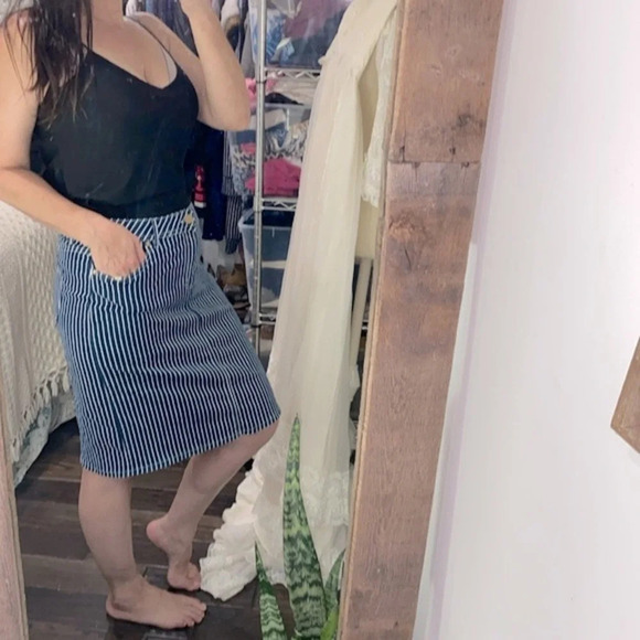 Cato blue & white striped denim skirt size 8 - Picture 1 of 7